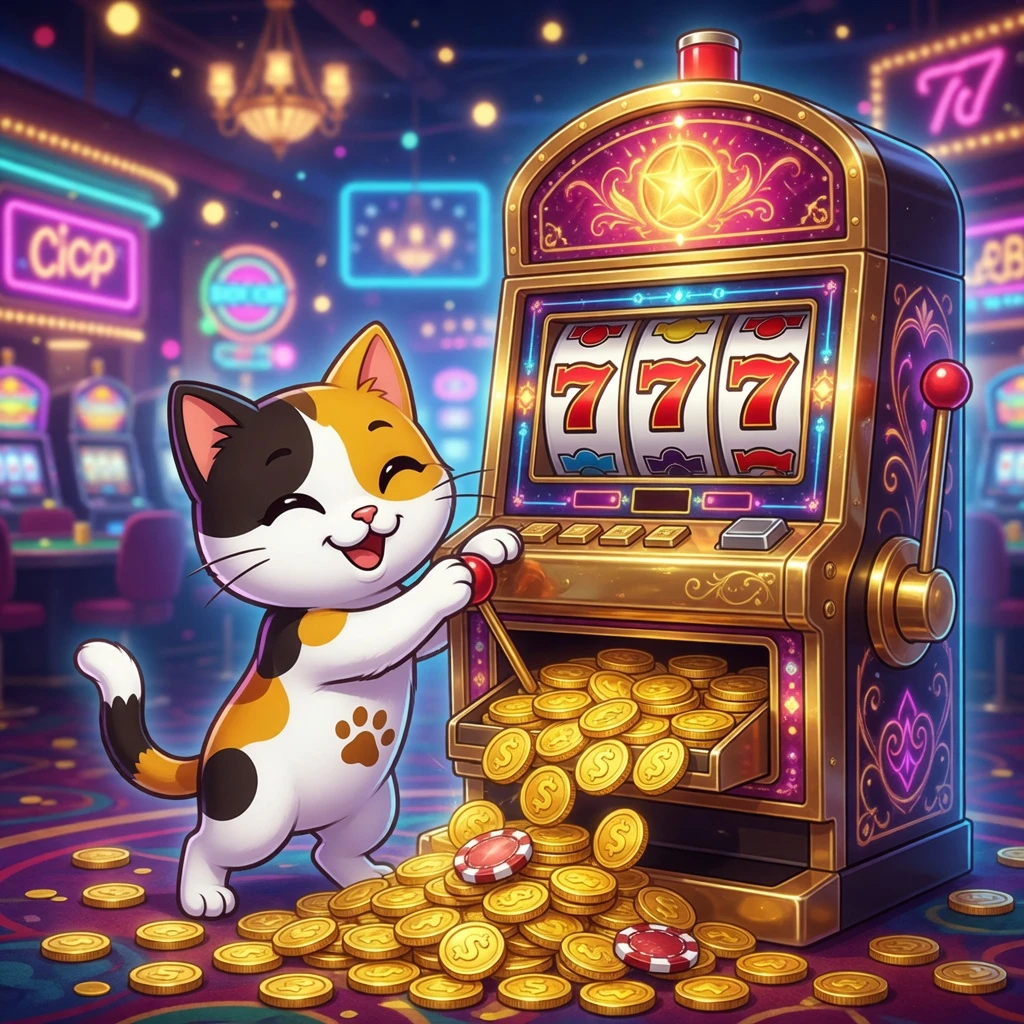LuckyCalico register page hero banner featuring the calico cat mascot with welcome bonus coins and a registration interface visual