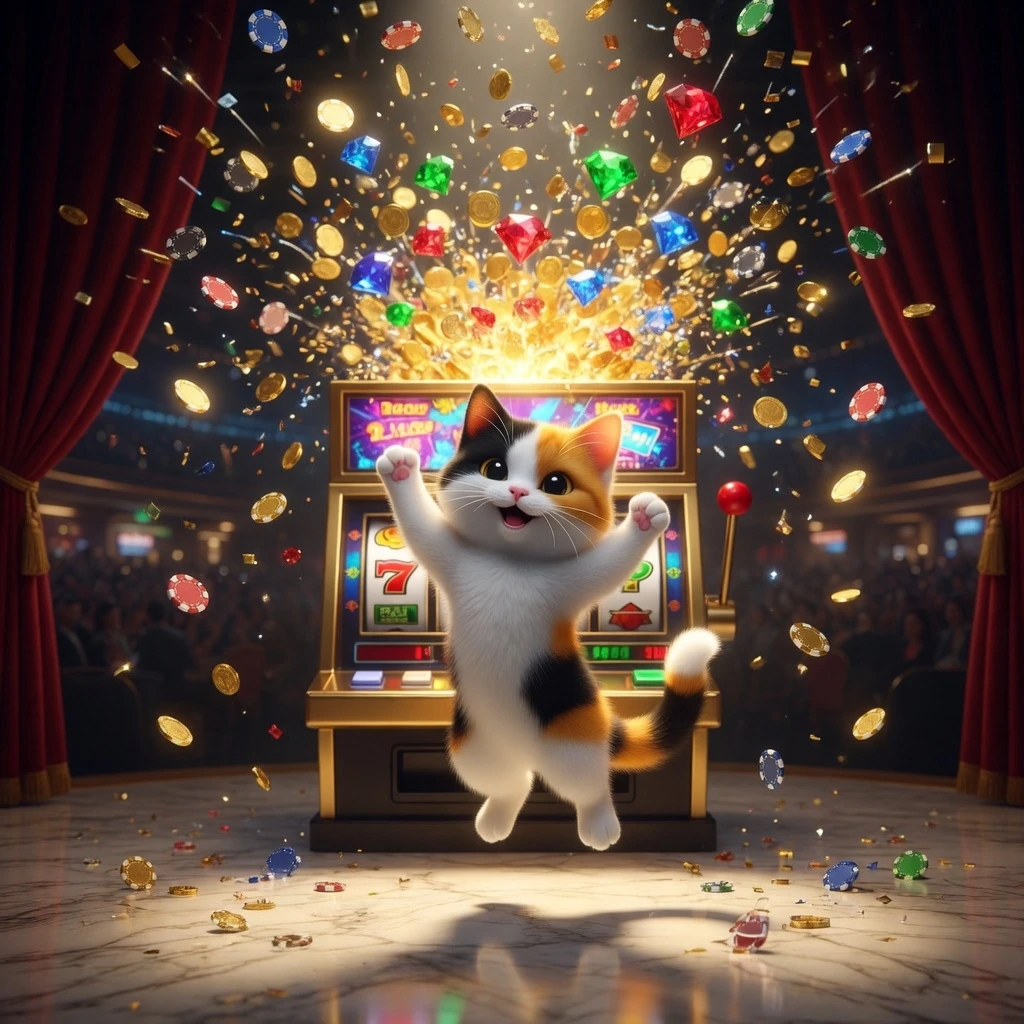 LuckyCalico brand story visual showing a calico cat illustration with lucky symbols, gold coins, and Philippine cultural motifs